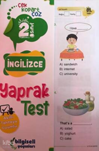 2.Sınıf Açı İngilizce Çek Kopart Yaprak Test