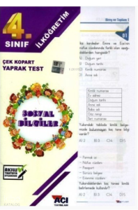 Açı Yayınları 4.Sınıf Sosyal Bilgiler Çek Kopart Yaprak  Test