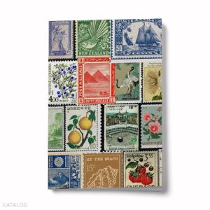 Bi Dünya Store Vintage Serisi 12 Pul Koleksiyonu A6 Çizgili Mini Defter Not Defteri