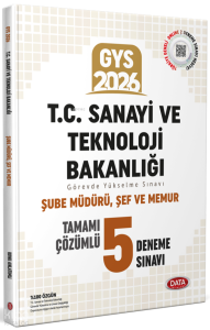 Data Yayınları T.C. Sanayi ve Teknoloji Bakanlığı GYS Şube Müdürü - Şef Tamamı Çözümlü 5 Deneme Sınavı