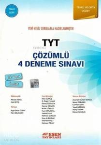 Esen Yayınları TYT Çözümlü 4 Deneme Sınavı Mavi Seri (Temel ve Orta Düzey) Esen 