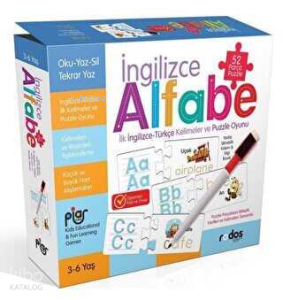 İngilizce Alfabe İlk İngilizce Türkçe kelimeler ve Puzzle Oyunu