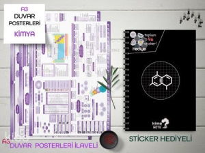Kime Note TYT Kareli Kimya Okul Defteri Konu Anlatımlı 3 Büyük Poster ve 96 Sticker Hediye