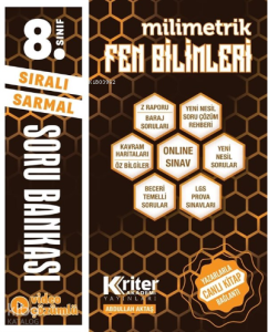 Kriter Akademi Yayınları 8. Sınıf Fen Bilimleri Milimetrik Soru Bankası