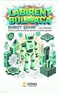 Labirent Bulmaca Robot Şehir;25 Farklı Şekilli Orta Düzey Labirent ve Çözüm Sayfaları