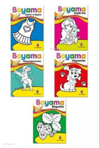 Meyveler, Çiçek Kız, Giysiler, Hayvanlar(5 Kitap)  Kalın Boyama