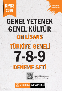 Pegem akademi 2026 KPSS Genel Yetenek Genel Kültür Lise-Ön Lisans Tamamı Çözümlü Türkiye Geneli 7-8-9 (3'lü Deneme Seti)