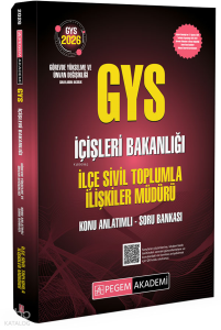 Pegem Akademi 2026 GYS İçişleri Bakanlığı İlçe Sivil Toplumla İlişkiler Müdürü Konu Anlatımlı Soru Bankası