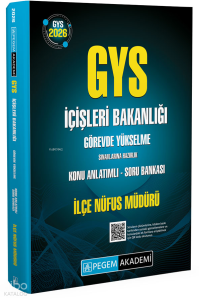 Pegem Akademi 2026 İçişleri Bakanlığı Görevde Yükselme Sınavlarına Hazırlık İlçe Nüfus Müdürü Konu Anlatımlı Soru Bankası