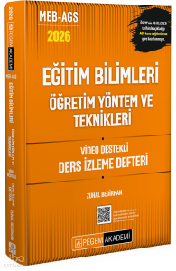 Pegem Akademi 2026 MEB AGS Eğitim Bilimleri Öğretim Yöntem ve Teknikleri Video Destekli Ders İzleme Defteri
