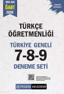 Pegem Akademi 2026 MEB AGS ÖABT Türkçe Öğretmenliği Tamamı Çözümlü Türkiye Geneli 7-8-9 (3'lü Deneme Seti)