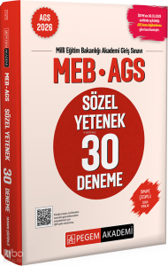 Pegem Akademi 2026 MEB AGS Sözel Yetenek 30 Deneme Tamamı Çözümlü