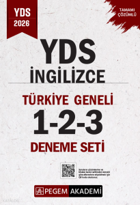 Pegem Akademi 2026 YDS İngilizce Tamamı Çözümlü Türkiye Geneli 1-2-3 Deneme Seti