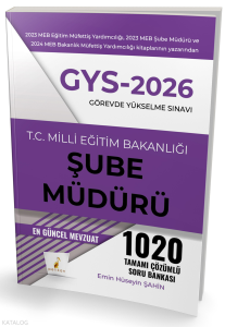 Pelikan Yayınevi GYS 2026 Görevde Yükselme Sınavı T.C. Milli Eğitim Bakanlığı Şube Müdürü Tamamı Çözümlü Soru Bankası