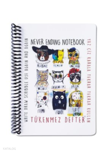 Tükenmez Not Defteri-2  RESSAM KEDİLER - 15x21cm