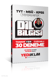 Yediiklim Yayınları 2024 Tyt-Msü-Kpss Dil Bilgisi Tamamı Video Çözümlü 30 Deneme