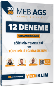 Yediiklim Yayınları 2026 MEB AGS Eğitimin Temelleri Ve Türk Milli Eğitim Sistemi Tamamı Çözümlü 12 Deneme