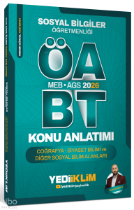 Yediiklim Yayınları 2026 MEB AGS ÖABT Sosyal Bilgiler Öğretmenliği Coğrafya Siyaset Bilimi ve Diğer Sosyal Bilim Alanları Konu Anlatımı
