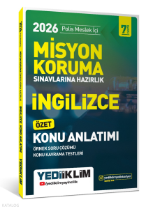 Yediiklim Yayınları 2026 Polis Meslek İçi Misyon Koruma Sınavlarına Hazırlık İngilizce Konu Anlatımlı Soru Bankası