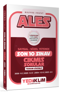 Yediiklim Yayınları ALES Sayısal Sözel Yetenek Tamamı Çözümlü Son 10 Sınav Çıkmış Sorular