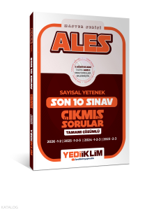 Yediiklim Yayınları ALES Sayısal Yetenek Tamamı Çözümlü Son 10 Sınav Çıkmış Sorular
