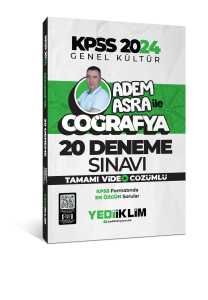 Yediiklim Yayınları KPSS Genel Kültür Adem Asra ile Coğrafya Tamamı Video Çözümlü 20 Deneme Sınavı