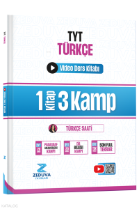 Zeduva Yayınları Türkçe Saati TYT Türkçe 1 Kitap 3 Kamp Video Ders Kitabı