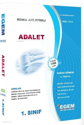 1. Sınıf Adalet - Güncel 2021 - Bahar Dönemi Konu Anlatımlı Soru Bankası
