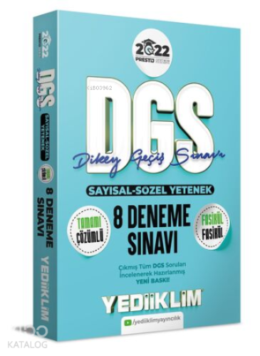 2022 Prestij Serisi Dgs Tamamı Çözümlü 8 Fasikül Deneme