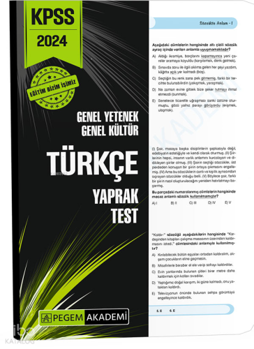 2024 KPSS Genel Yetenek Genel Kültür Türkçe Yaprak Test