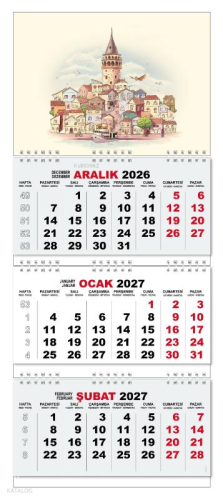 2027 Gemici Duvar Takvimi - Galata Kulesi
