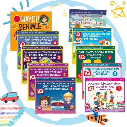 3-4-5-6-7 Yaş ve Üzeri Çocuklar İçin Zeka ve Dikkat Geliştiren Rengarenk Akıl Oyunları  (10 Kitap)