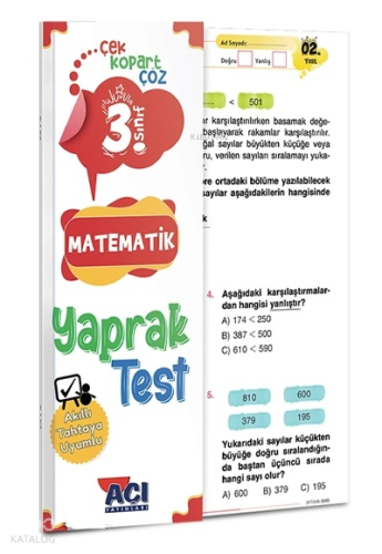 3.Sınıf Açı Matematik Çek Kopart Yaprak Test
