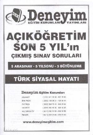 3. Sınıf Kamu Yönetimi| Türk Siyasal Hayatı; Çıkmış Sınav Soruları