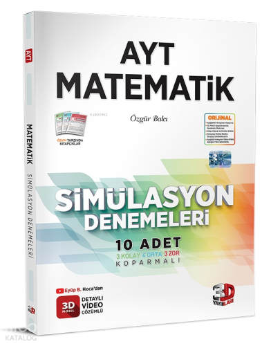 3D Yayınları AYT Matematik Simülasyon 10 lu Denemeleri