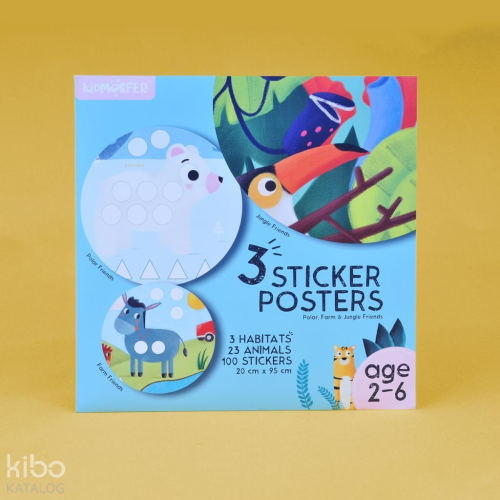 3'lü Habitat Sticker Poster;Orman, Kutup ve Çiftlik Arkadaşları