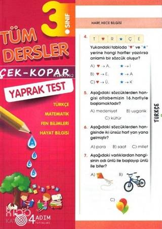 4 Adım - 3. Sınıf Tüm Dersler Yaprak Test