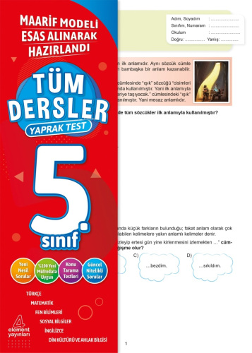 4 Element Tüm Dersler Yaprak Test 5. Sınıf - Kitapiks.com