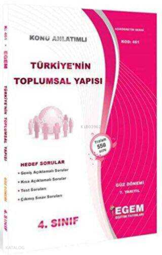 4. Sınıf 5. Yarıyıl Türkiye`nin Toplumsal Yapısı Konu Anlatımlı Soru Bankası Güz Dönemi