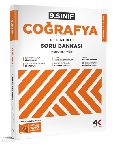 4K Yayınları 9.Sınıf  Etkinlikli Coğrafya Soru Bankası