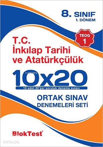8. Sınıf 10x20 T.C İnkılap Tarihi ve Atatürkçülük Ortak Sınav Denemeleri Seti (1.Dönem - TEOG 1)