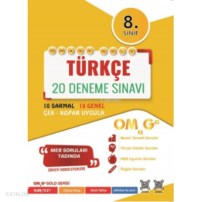 8. Sınıf Omage Gold Türkçe 20 Deneme Sınavı