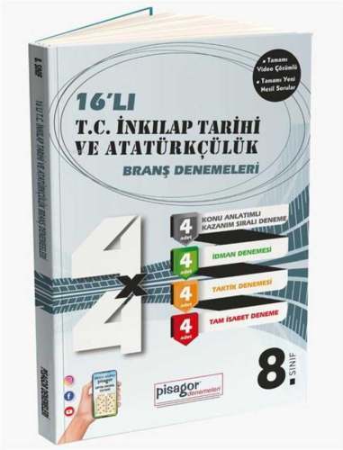 8. Sınıf Pisagor 16`lı İnkılap Tarihi ve Atatürkçülük Denemesi - Kitap