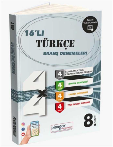 8. Sınıf Pisagor 16`lı Türkçe Denemesi - Kitapiks.com