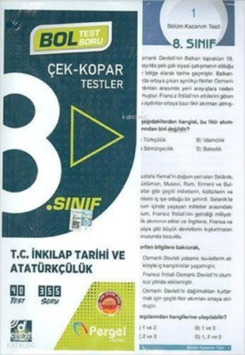 8. Sınıf T.C. İnkılap Tarihi ve Atatürkçülük Çek Kopar Testler Pergel Yayınları