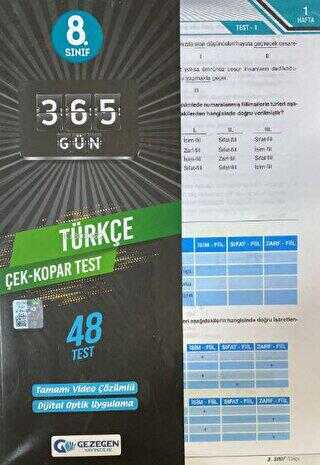 8.Sınıf Türkçe Çek Kopar Yaprak Test (Yeni)