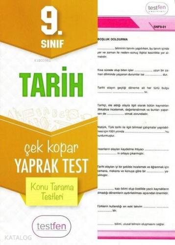 9. Sınıf Tarih Konu Tarama Yaprak Testleri