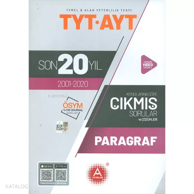 A Yayınları Tyt Ayt Paragraf Son 20 Yıl Çıkm -2021