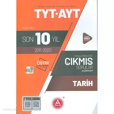 A Yayınları Tyt Ayt Tarih Son 10 Yıl Çıkm -2021