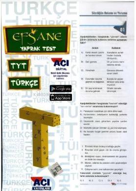 Açı Yayınları TYT Türkçe Efsane Çek Kopart Yaprak Test